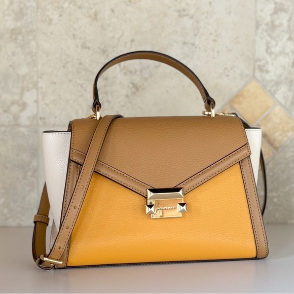 Michael Kors Whitney Medium Flap Shoulder Bag Yellow Multi - Picture 2 of 14